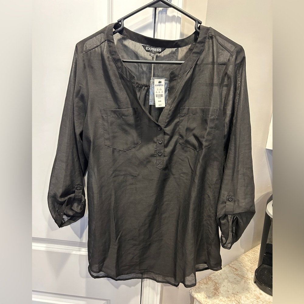 Express Sheer Black Blouse Medium NWT